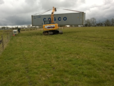 Container arrives at farm