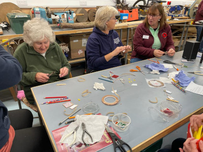 Making glass decorations at a craft day